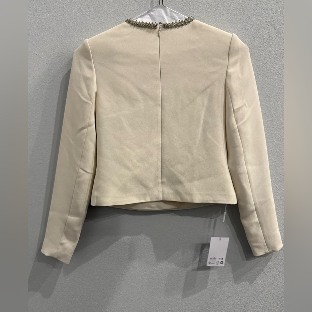 NWT Self-Portrait Embellished Cream White Crepe Blouse Size 4 - Picture 4 of 11